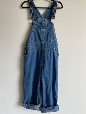 BUM Equipment Bib Denim Overalls Blue Vintage 90s Streetwear M